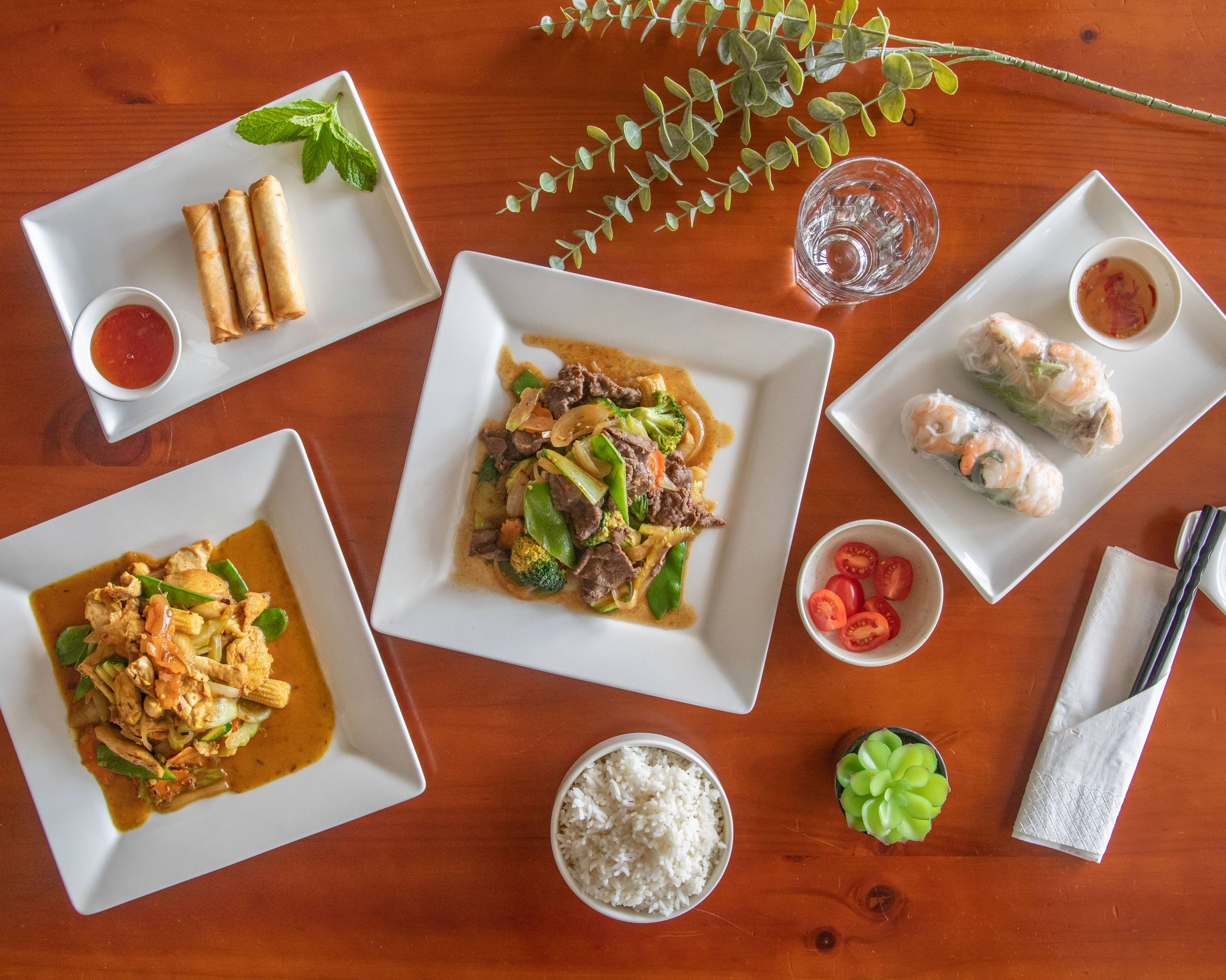 A selection of Mekong dishes served at the table